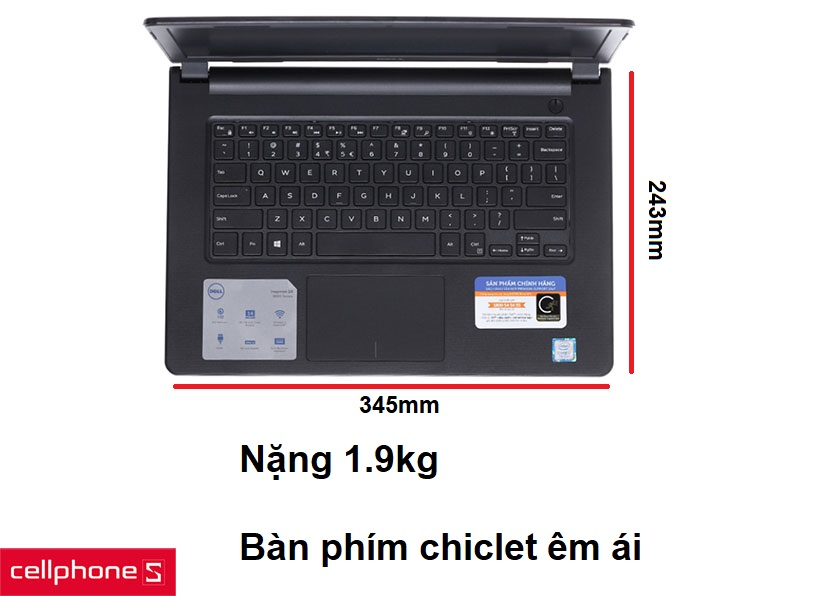 Thiết kế nhỏ gọn chỉ 1.9kg và bàn phím chiclet êm ái