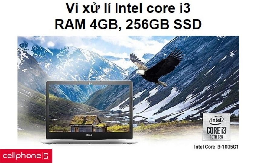 Vi xử lí Intel core i3-10051G và SSD lên đến 256GB cho tốc độ xử lý nhanh chóng