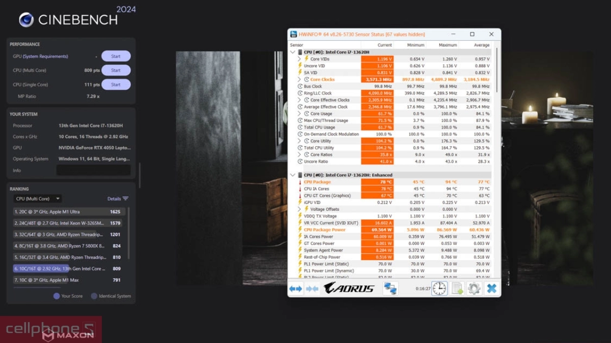 Hiệu năng xử lý ổn định của laptop Gigabyte Gaming A16 GA6H-CMHI2VN893SH