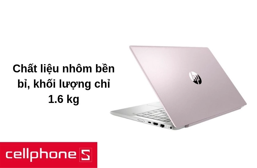 Laptop HP Pavilion 14-ce2039TU được thiết kế với chất liệu nhôm
