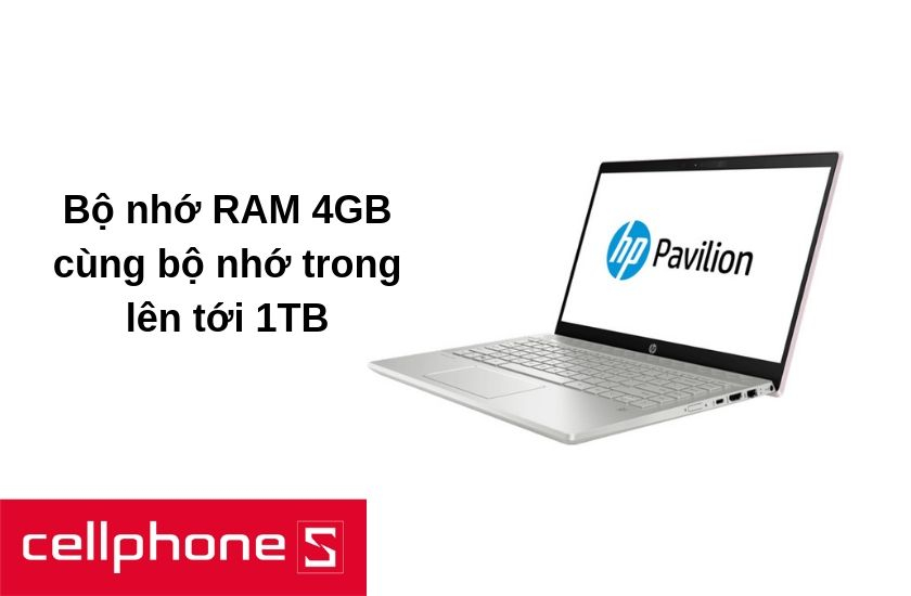HP Pavilion 14-ce2039TU có thế mạnh về dung lượng lưu trữ thông tin với bộ nhớ RAM 4GB