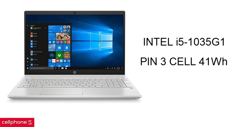 Cấu hình mạnh mẽ với chip Core i5 thế hệ thứ 10, pin 3 Cell 41Wh
