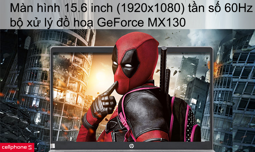 Màn hình 15.6 inch (1920 x 1080) tần số 60Hz, bộ xử lý đồ hoạ GeForce MX130