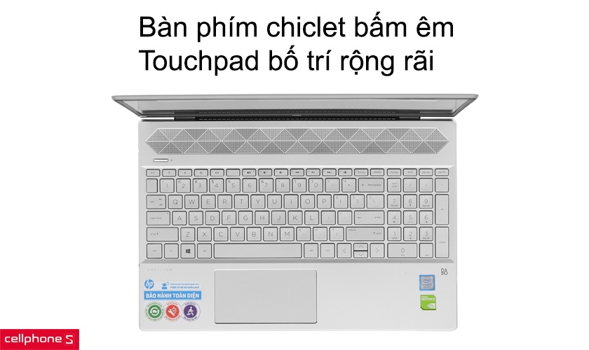 Bàn phím chiclet bấm êm, touchpad bố trí rộng rãi không bị đứt quãng