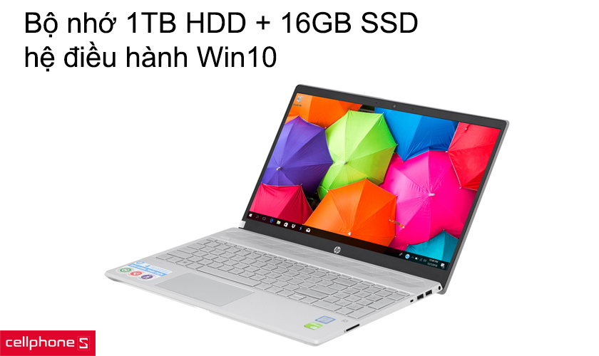 Bộ nhớ 1TB HDD + 16GB SSD, hệ điều hành Win10