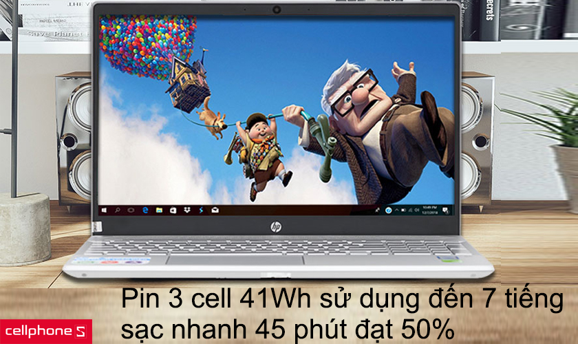 Pin 3 cell 41Wh sử dụng đến 7 tiếng, sạc nhanh 45 phút đạt 50%