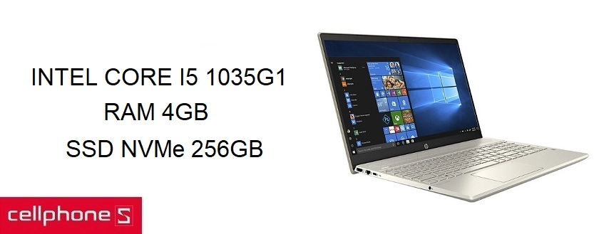 Hiệu năng mạnh mẽ với Intel Core i5 1035G1, RAM 4GB cùng ổ cứng SSD NVMe 256GB