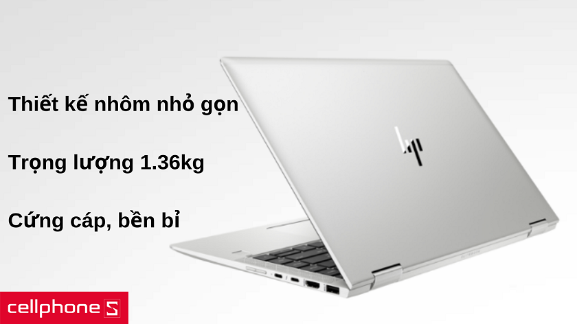 Thiết kế mỏng nhẹ, chất liệu nhôm, trọng lượng 1.36kg
