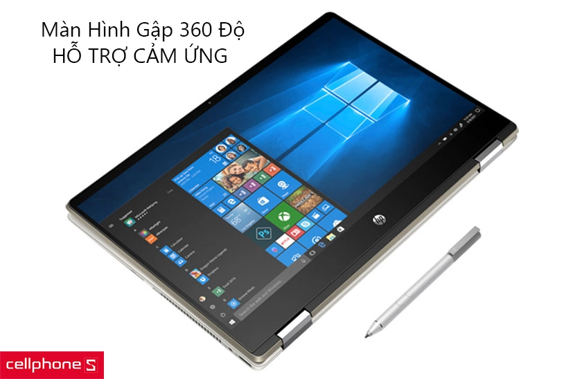 Màn hình 14 inch nhỏ gọn, hỗ trợ gập lên đến 360 độ