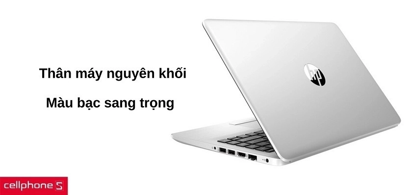 Thân máy nhôm nguyên khối mỏng gọn & màu bạc sang trọng