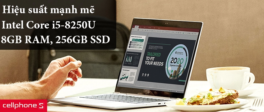 Hiệu suất mạnh mẽ: Intel Core i5-8250U, 8GB RAM, 256GB SSD