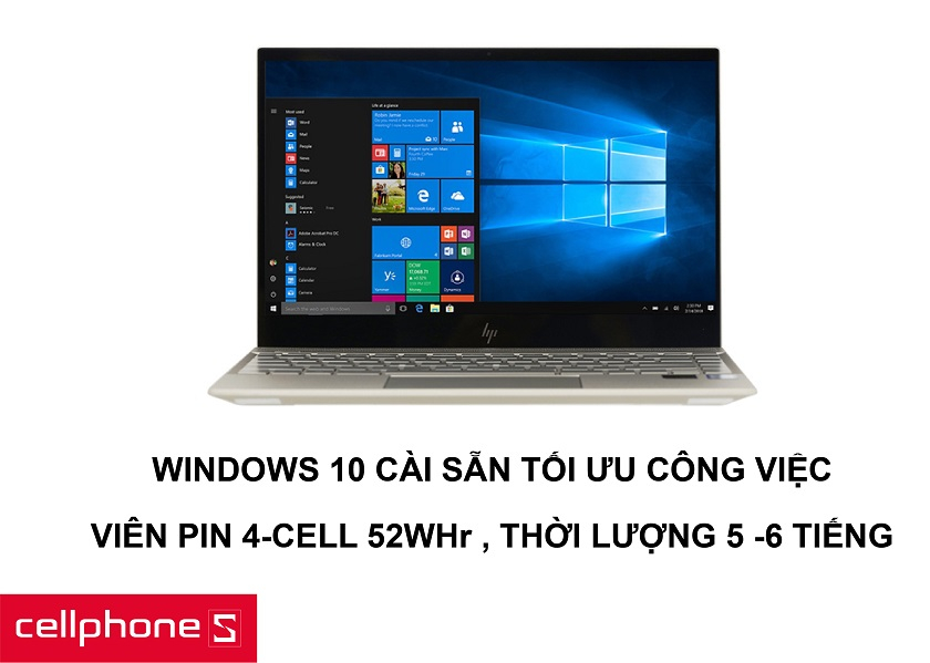 Windows 10 tối ưu hiệu năng cùng viên Pin 4-cell 53 Whr cho khả năng hoạt động tốt