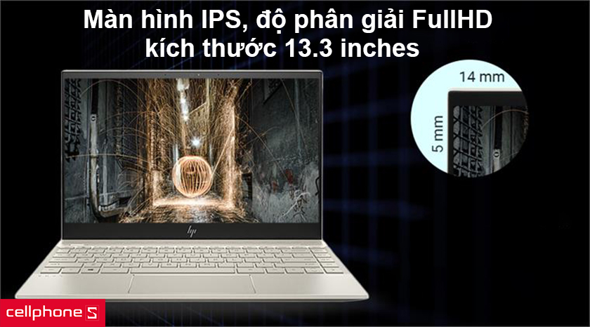 Màn hình IPS, độ phân giải FullHD, kích thước 13.3 inches