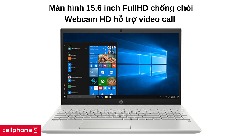 Màn hình 15.6 inch FullHD với webcam HD hiển thị đầy đủ chi tiết