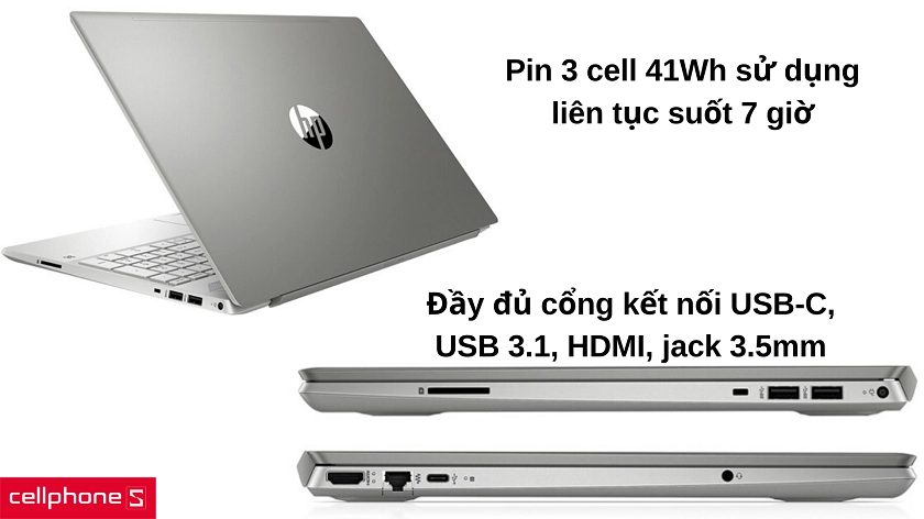 Đầy đủ cổng kết nối, viên pin 3 cell 41Wh đáp ứng nhu cầu sử dụng ngày dài