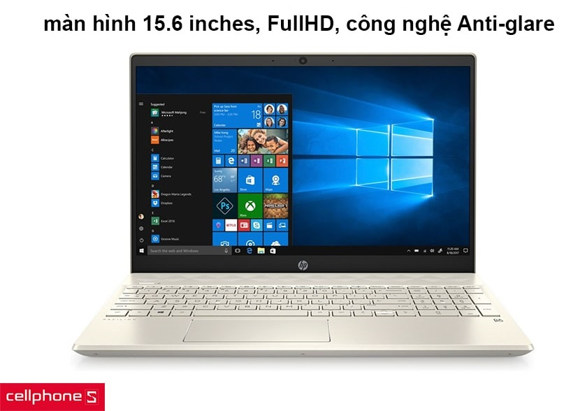 Màn hình 15.6 inches, FullHD, công nghệ Anti-glare