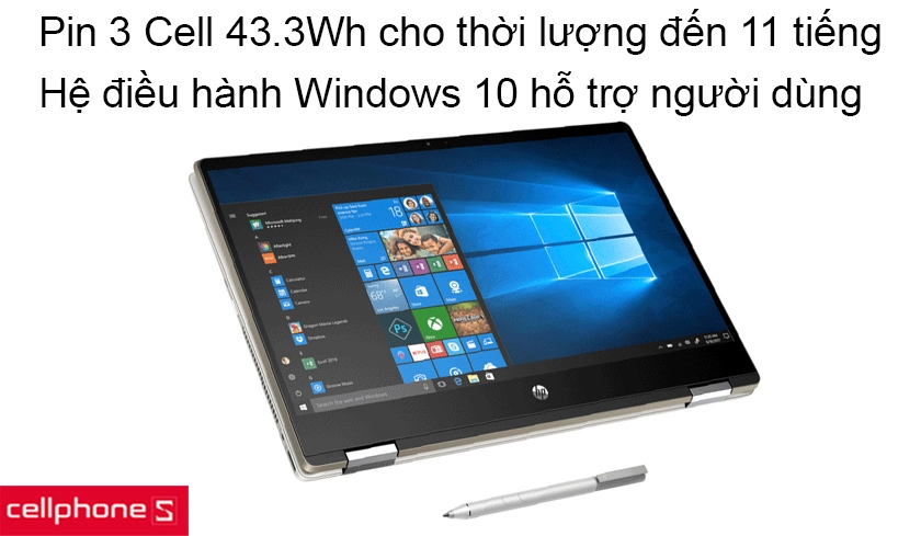 Pin 3 Cell 43.3Wh cho những trải nghiệm liên tục trong thời gian dài