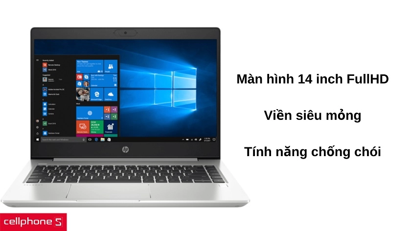 Màn hình 14 inch Full HD viền mỏng cho trải nghiệm hình ảnh rõ nét