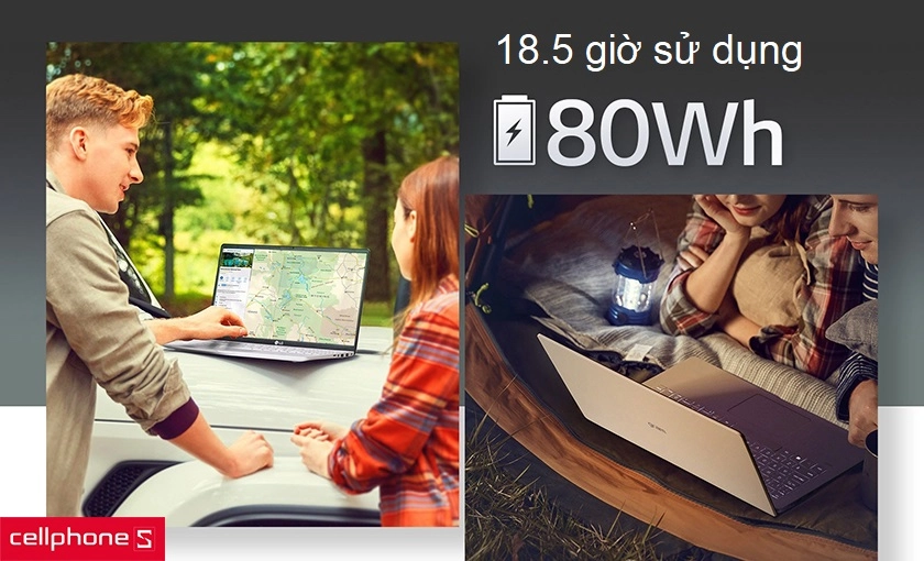 pin dung lượng lên đến 80Wh