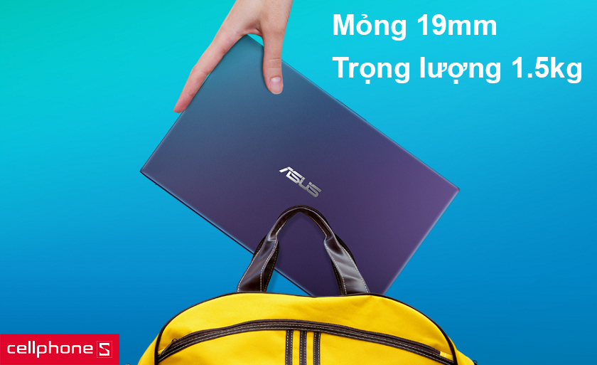 Thiết kế mỏng nhẹ 19mm và trọng lượng 1.5kg