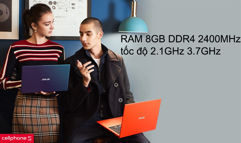 RAM 8GB DDR4 2400MHz, tốc độ 2.1GHz 3.7GHz