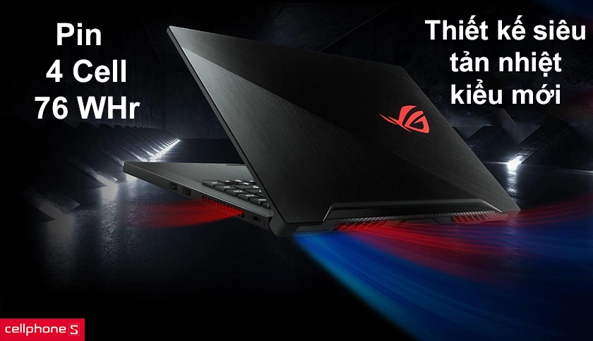 Pin dung lượng cao 4 Cell 76 WHr, thiết kế siêu tản nhiệt kiểu mới