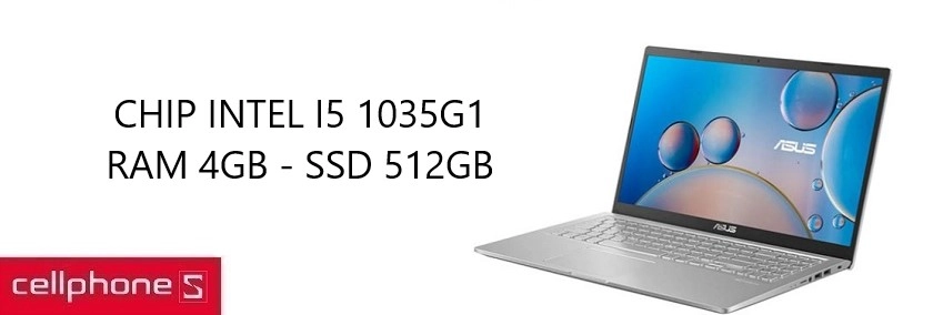 CPU Core i5 1035G1, RAM 4GB ổ cứng 512GB, Windows 10 Home bản quyền