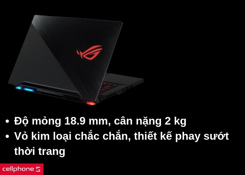 Thiết kế mỏng nhẹ với độ mỏng chỉ 18.9 mm và cân nặng 2 kg