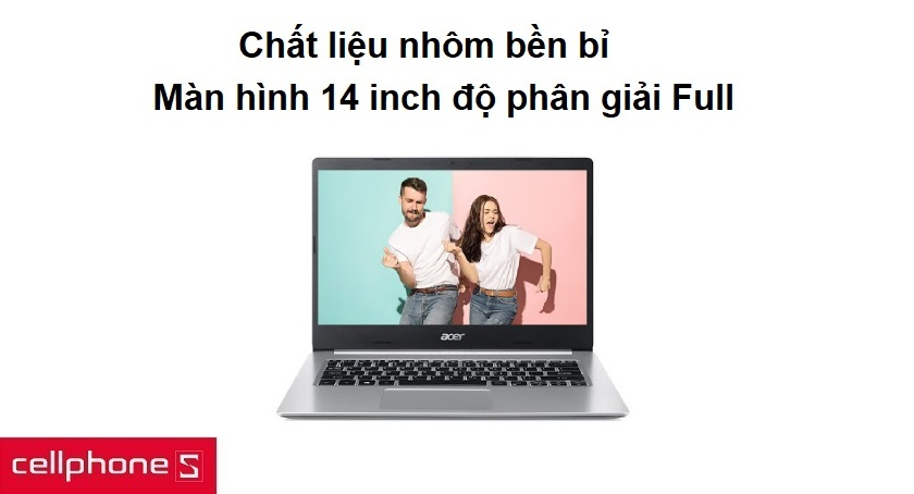 Chất liệu nhôm bền bỉ, màn hình 14 inch độ phân giải Full HD sắc nét