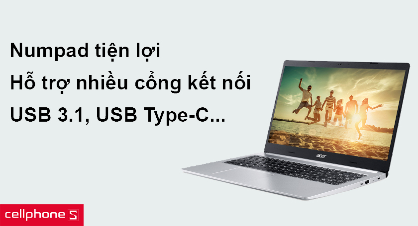 Bàn phím tích hợp numpad tiện lợi, hỗ trợ nhiều cổng kết nối thông dụng