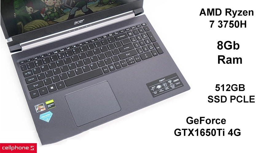 Hiệu năng mạnh mẽ với chip Ryzen 7 cùng ổ cứng SSD 512GB