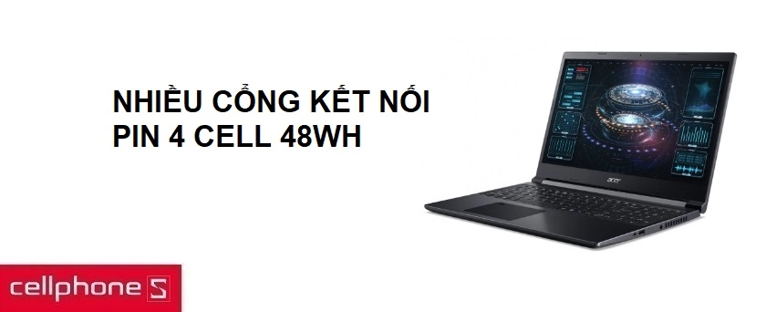 Hỗ trợ nhiều cổng kết nối thông dụng, pin 4 cell 48Wh, chính sách bảo hành 3S1 nhanh chóng