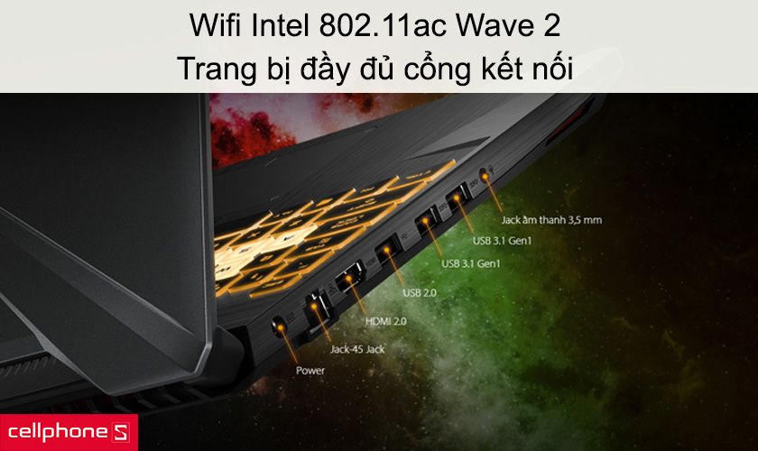 Wifi Intel 802.11ac Wave 2, trang bị đầy đủ cổng kết nối