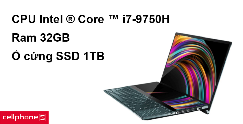 Hiệu năng mạnh mẽ với bộ vi xử lý Intel ® Core ™ i7-9750H, ram 32GB và ổ cứng SSD 1TB