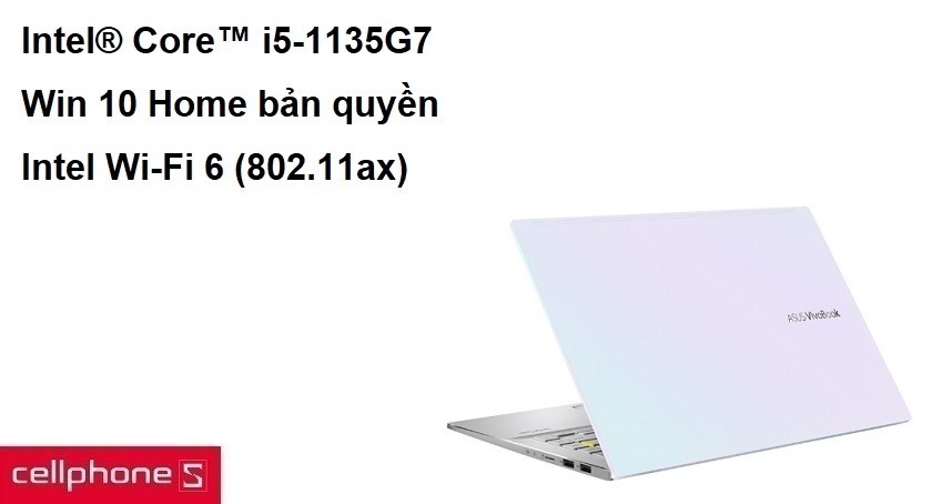 Hiệu năng mạnh mẽ với Intel® Core™ i5-1135G7, ram 4GB, Win 10 Home bản quyền