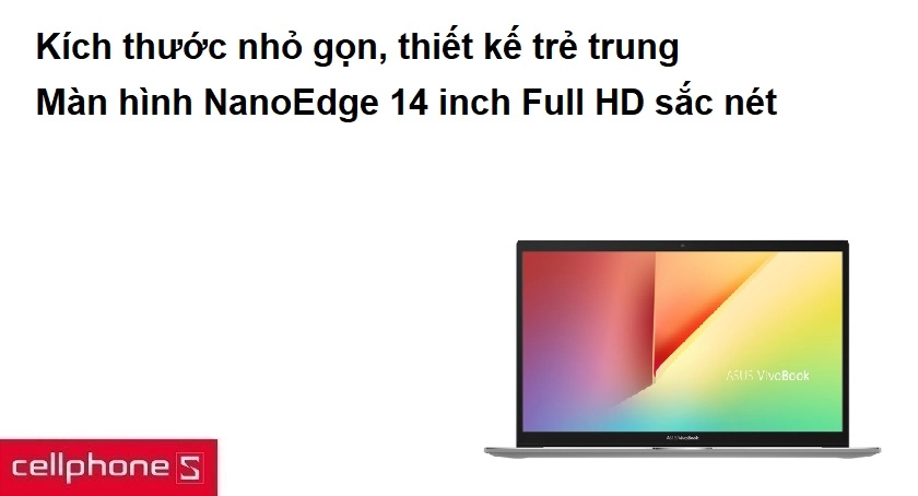 Kích thước nhỏ gọn, màn hình NanoEdge 14 inch Full HD sắc nét