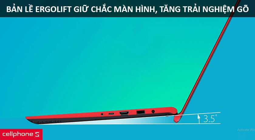 laptop Asus sử dụng thiết kế bản lề ErgoLift giữ màn hình an toàn
