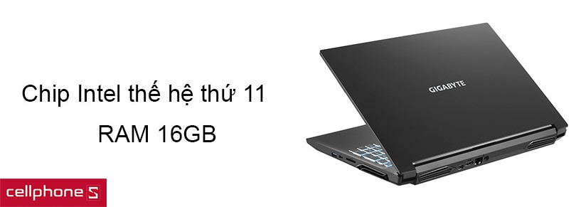 Hiệu năng mạnh mẽ với chip Intel thế hệ 11 và RAM 16GB