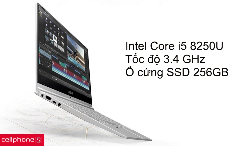 Hiệu năng ổn định với Intel Core i5 8250U, tốc độ 3.4 GHz, ổ cứng SSD 256GB