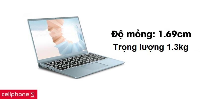 Thiết kế siêu mỏng 1.69cm, siêu nhẹ chỉ 1.3kg