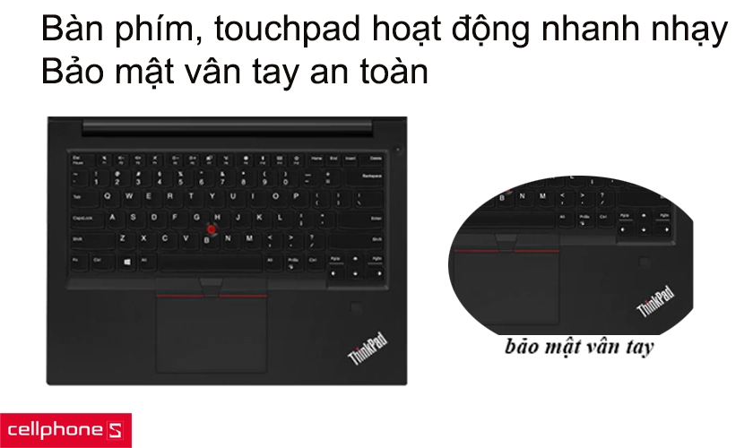 Bàn phím và touchpad hoạt động nhanh nhạy, bảo mật vân tay an toàn