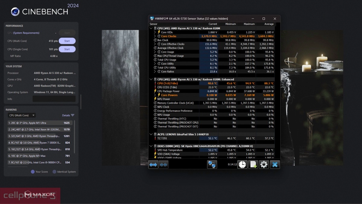 Bộ nhớ RAM, ổ cứng của laptop Lenovo IdeaPad Slim 5 14AKP10 83HX00ABVN Ryzen AI 5