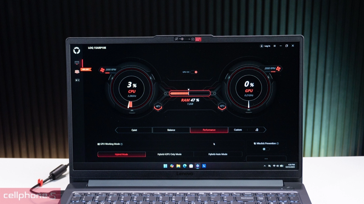 Hiệu suất tính toán, xử lý đồ họa vượt trội của laptop Lenovo LOQ 15ARP10E 83S0006QVN