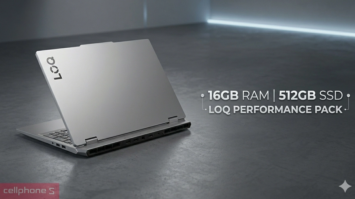 Bộ nhớ RAM, ổ cứng dung lượng lớn của laptop Lenovo LOQ 15IRX10 83JE01AGVN
