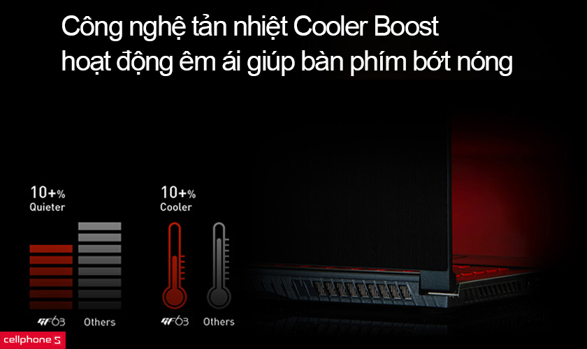 Công nghệ tản nhiệt Cooler Boost hoạt động êm ái giúp bàn phím bớt nóng