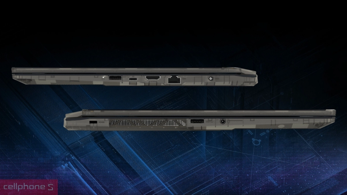 Pin, cổng kết nối của laptop MSI Cyborg 15 AI A1VEK 245VN