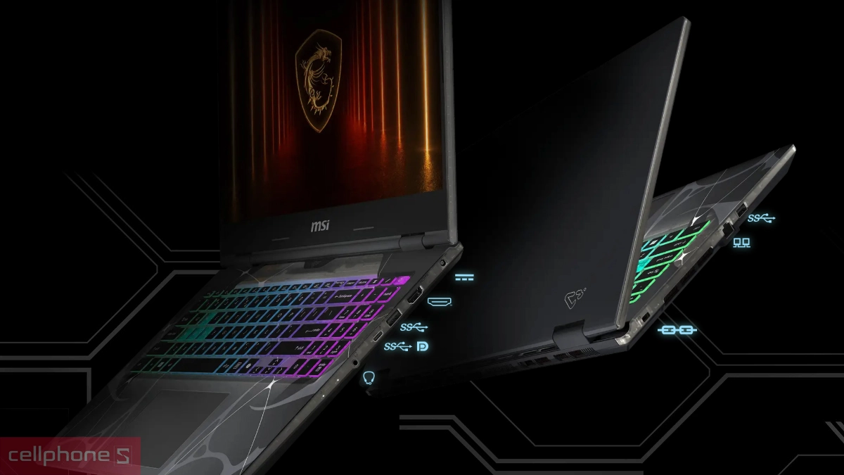 Pin, cổng kết nối của laptop MSI Cyborg 15 B13WEKG-676VN