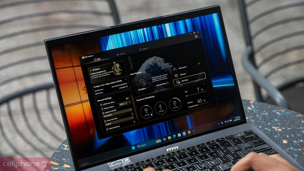 Hiệu năng AI vượt trội của laptop MSI Prestige 13 AI Ukiyoe Edition A2VMG-075VN