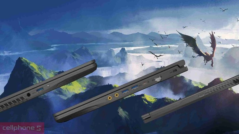 Hệ thống cổng kết nối của laptop MSI Gaming Thin 15 B12UCX-1419VN 16GB