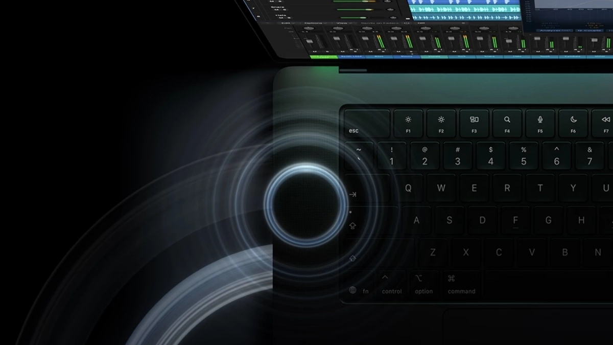 Hệ thống sáu loa MacBook Pro PROLED XDR với âm trầm sâu hơn 50% và Dolby Atmos